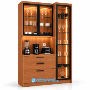 Tủ rượu kết hợp tủ ly và quầy pha chế GHS-5094 - Màu gỗ xoan đào