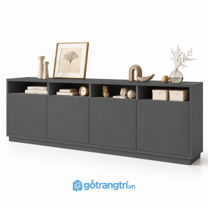Tủ trang trí 5 cánh màu xám có kệ mở GHS-5107 - 1650x400x900 - Màu ghi