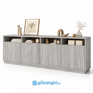 Tủ trang trí 5 cánh màu xám có kệ mở GHS-5107 - 1650x400x900 - Màu gỗ 413