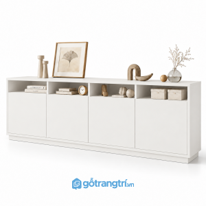Tủ trang trí 5 cánh màu xám có kệ mở GHS-5107 - 1650x400x900 - Màu trắng