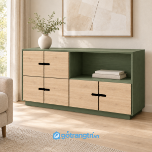 Tủ trang trí 6 cánh kết hợp hộc mở GHS-5148 - hình ảnh thực tế 1