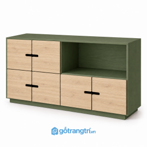 Tủ trang trí 6 cánh kết hợp hộc mở GHS-5148 - Xanh olive - GHS-5148-OLIVE