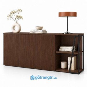 Tủ trang trí màu gỗ có kệ hở bên hông GHS-5104 - 1600x400x850 - Màu gỗ 613