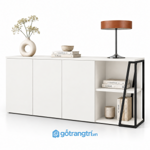 Tủ trang trí màu gỗ có kệ hở bên hông GHS-5104 - 1600x400x850 - Màu trắng