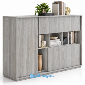 Tủ trang trí màu gỗ dáng cao có kệ hở GHS-5105 - 1400x400x850 - Màu gỗ 413