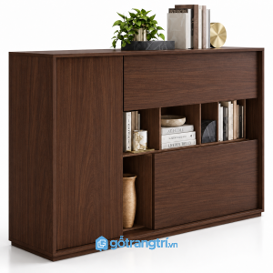 Tủ trang trí màu gỗ dáng cao có kệ hở GHS-5105 - 1400x400x850 - Màu gỗ 613
