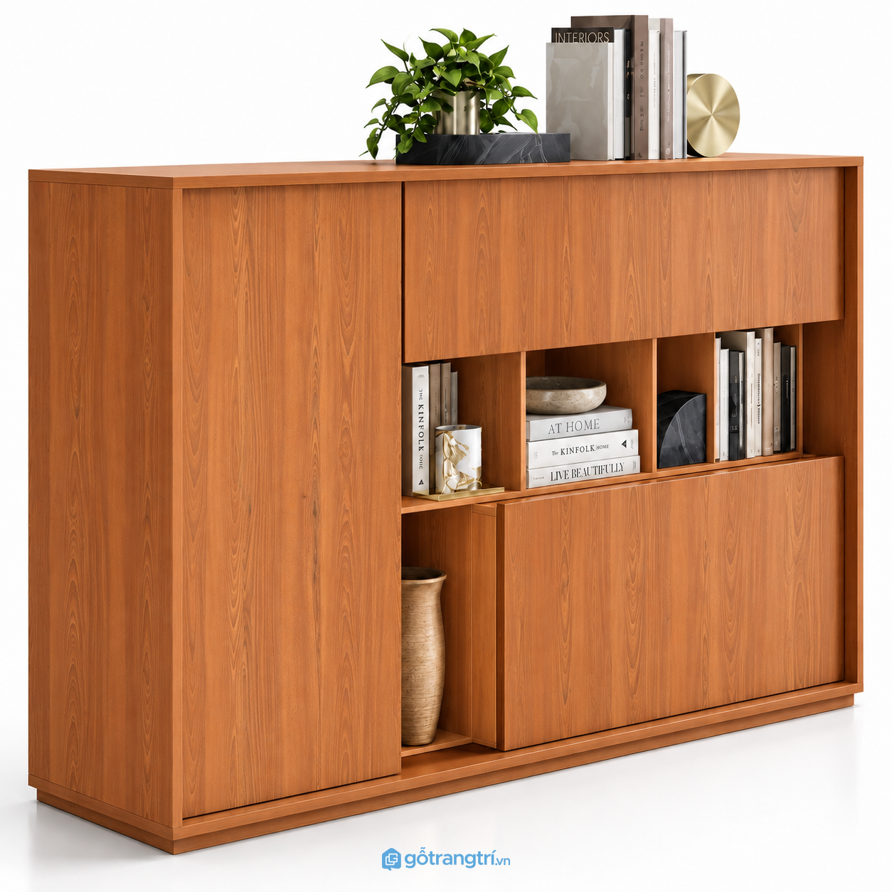 Tủ trang trí màu gỗ dáng cao có kệ hở GHS-5105 - 1400x400x850 - Màu gỗ xoan đào Tủ trang trí màu gỗ dáng cao có kệ hở GHS-5105 - 1400x400x850 - Màu gỗ xoan đào