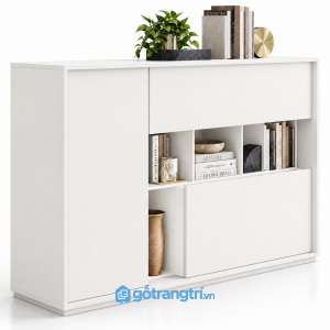 Tủ trang trí màu gỗ dáng cao có kệ hở GHS-5105 - 1400x400x850 - Màu trắng