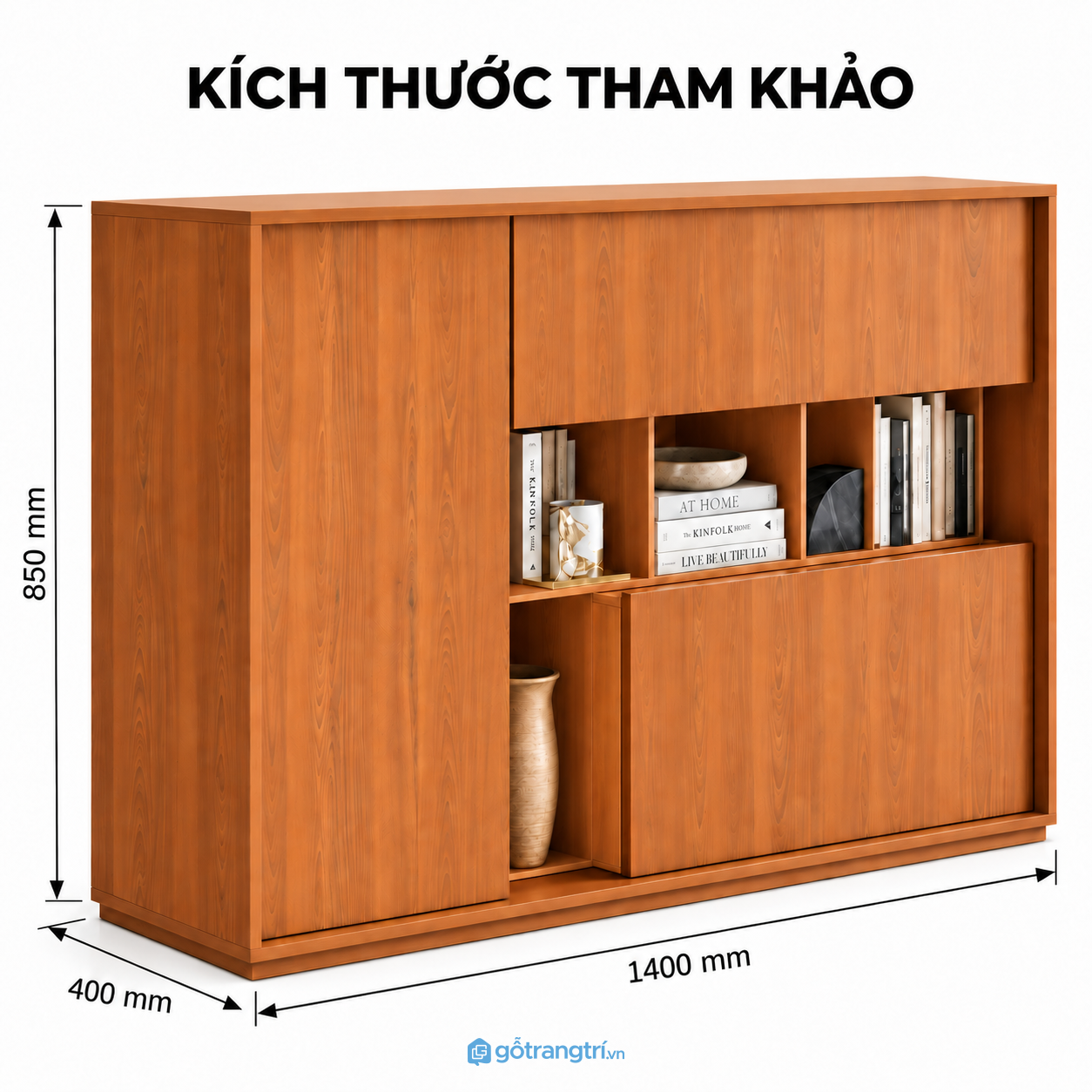 Tủ trang trí màu gỗ dáng cao có kệ hở nhiều ngăn Tủ trang trí màu gỗ dáng cao có kệ hở nhiều ngăn