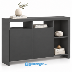 Tủ trang trí màu xám 2 cánh kết hợp kệ mở GHS-5106 - 1200x400x800 - Màu ghi