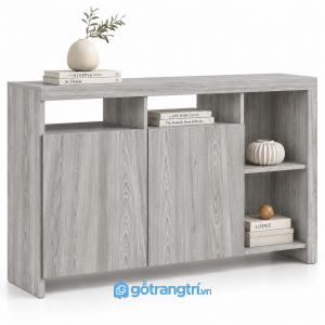 Tủ trang trí màu xám 2 cánh kết hợp kệ mở GHS-5106 - 1200x400x800 - Màu gỗ 413