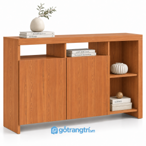 Tủ trang trí màu xám 2 cánh kết hợp kệ mở GHS-5106 - 1200x400x800 - Màu gỗ xoan đào