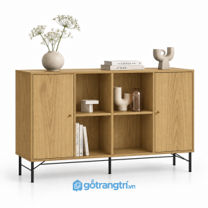 Tủ trang trí phòng khách màu gỗ chân sắt GHS-5101