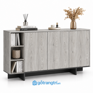 Tủ trang trí phòng khách màu trắng có kệ hở GHS-5103 - 1400x380x900 - Màu gỗ 413