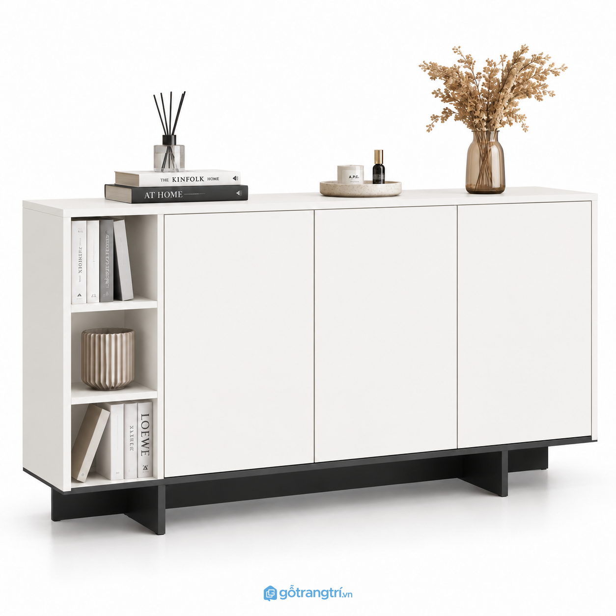 Tủ trang trí phòng khách màu trắng có kệ hở GHS-5103 - 1400x380x900 - Màu trắng Tủ trang trí phòng khách màu trắng có kệ hở GHS-5103 - 1400x380x900 - Màu trắng