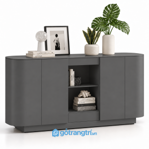 Tủ trang trí phòng khách màu xám bo góc GHS-5099