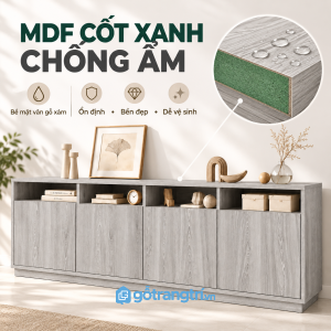 Vân gỗ màu xám nhẹ, dễ phối nội thất