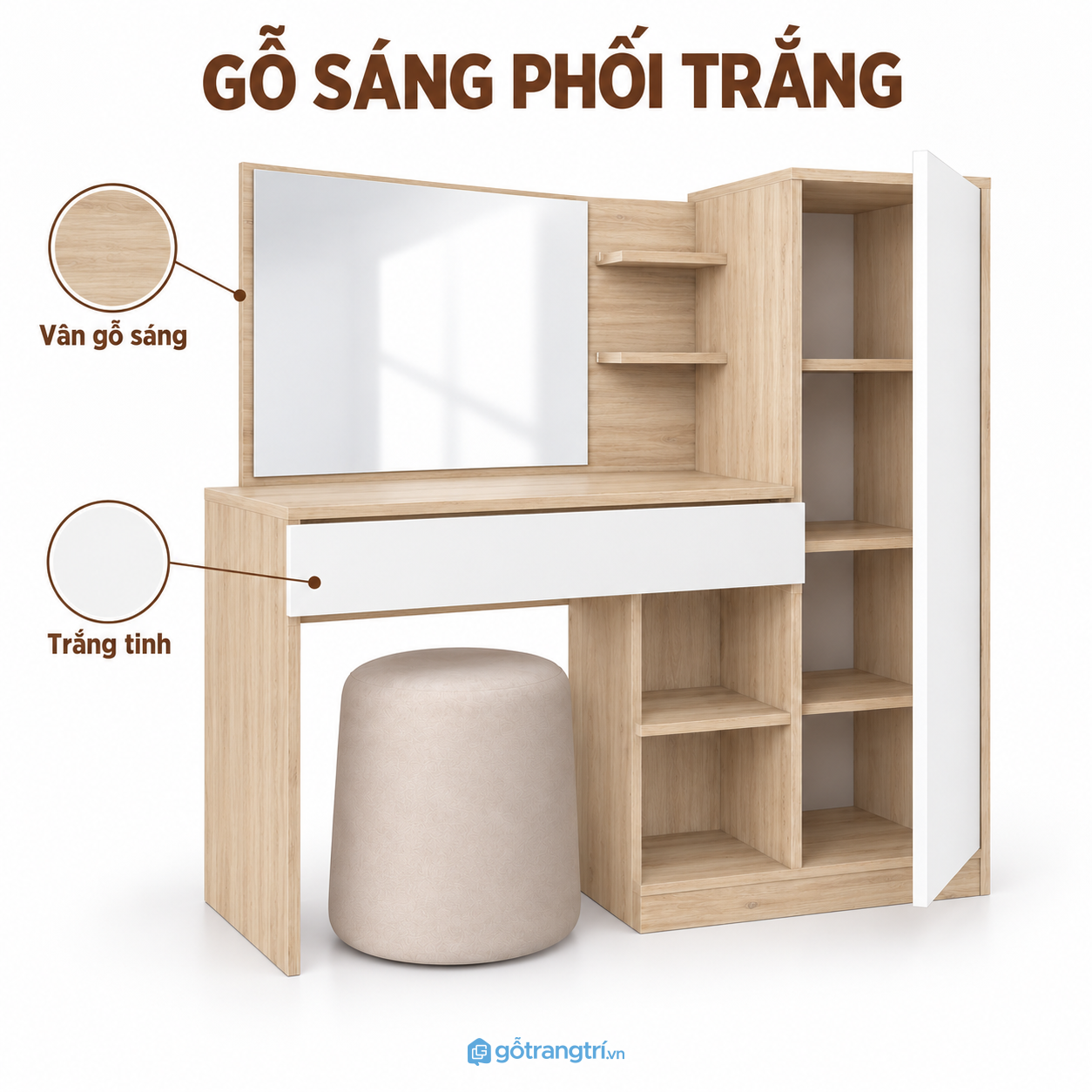 Gỗ sáng phối trắng và những lựa chọn màu cho phòng ngủ